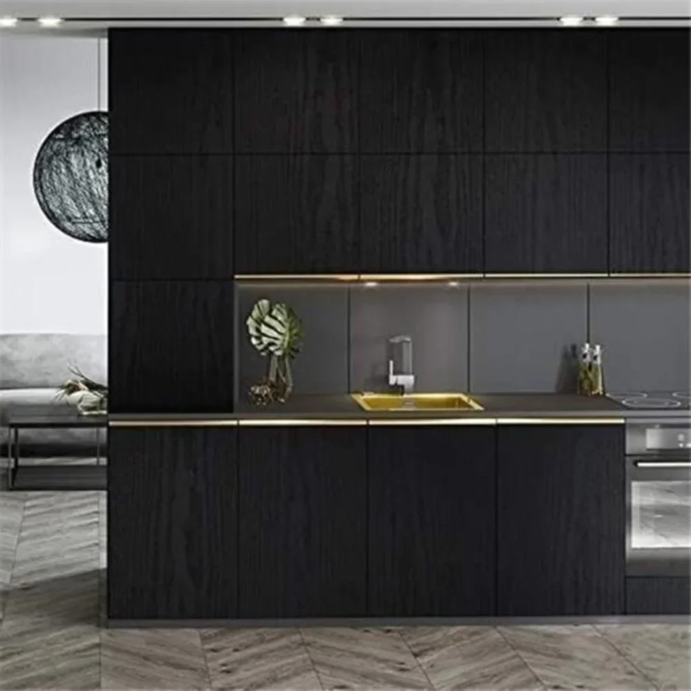 Black Wood Peel and Stick Wallpaper, Self-Adhesive, Removable, 17.7” × 118” Viny